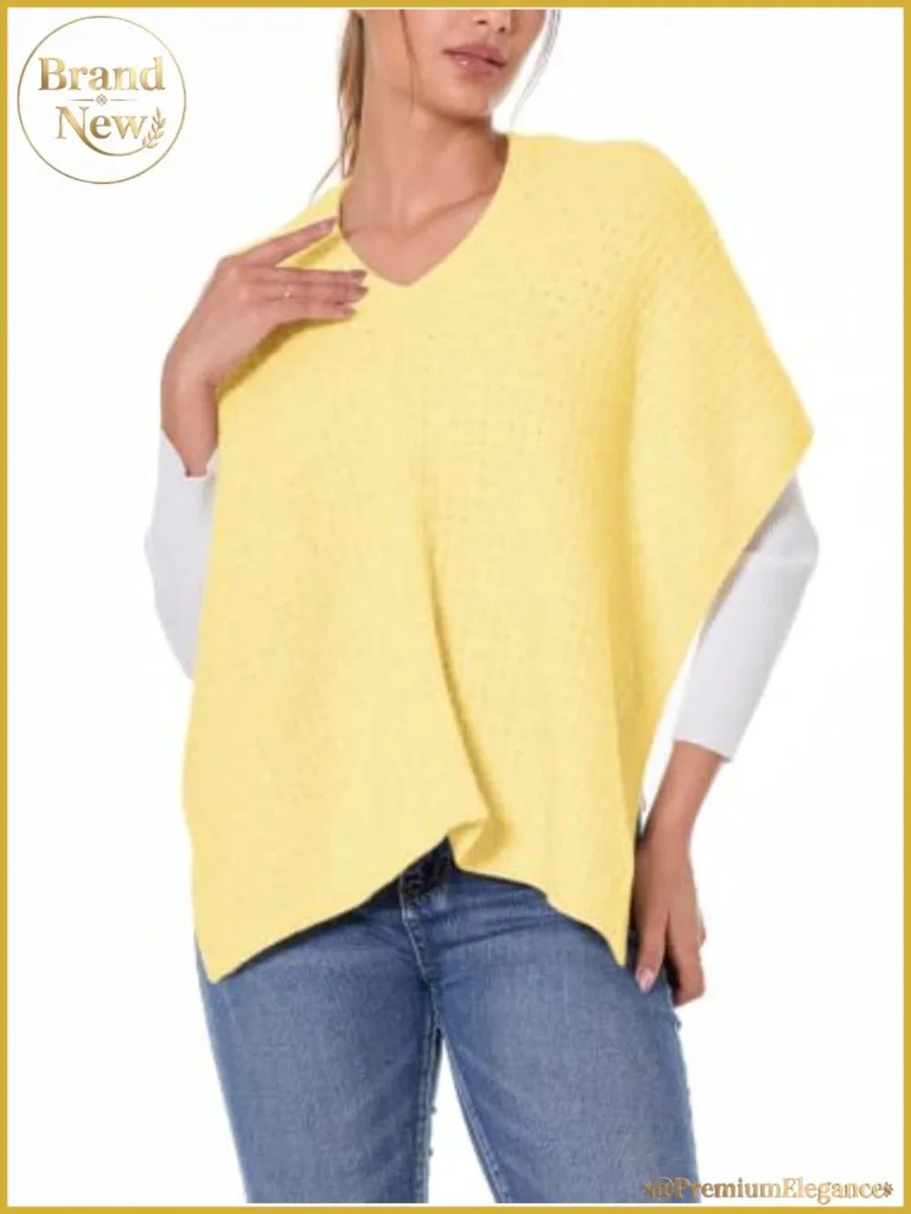 Knitted Shawl Wrap Poncho Cape Soft Acrylic Nylon Blend One Size